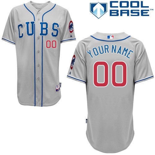 Chicago Cubs Grey Men's Customized Cool Base MLB Jersey