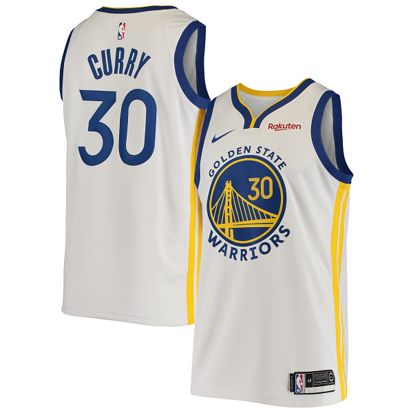 Men's Nike Golden State Warriors #30 Stephen Curry White Badge NBA Jersey