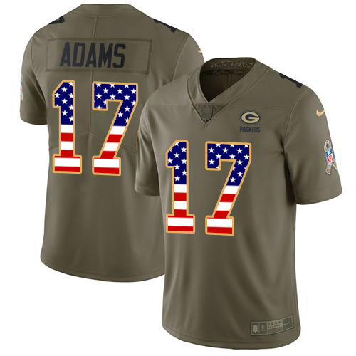 Nike Green Bay Packers #17 Davante Adams Olive/USA Flag Men's Stitched NFL Limited 2017 Salute To Service Jersey