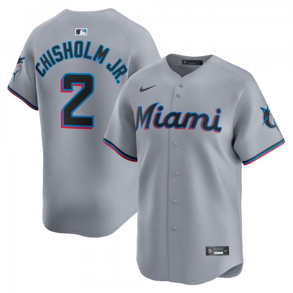 Men's Miami Marlins Jazz Chisholm Jr. Nike Gray Road Limited Player Jersey