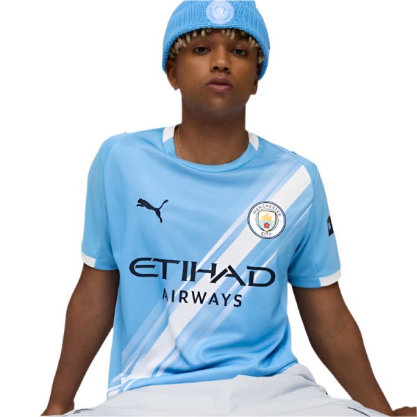 Puma Manchester City Home Jersey 25/26 w/ EPL + Sponsor Patch (Team Light Blue/Puma White)