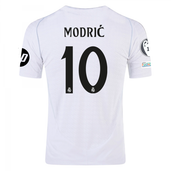 adidas Real Madrid Luka Modric Home Jersey w/ Champions League Patches 24/25 (White/Black)