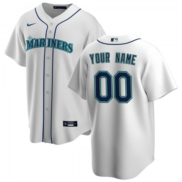 Men's Seattle Mariners Nike White Home Replica Custom Jersey