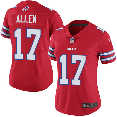 Nike Buffalo Bills #17 Josh Allen Red Women's Stitched NFL Limited Rush Jersey