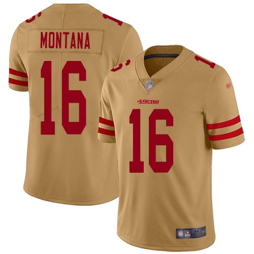 San Francisco 49ers #16 Joe Montana Gold Men's Stitched NFL Limited Inverted Legend Jersey