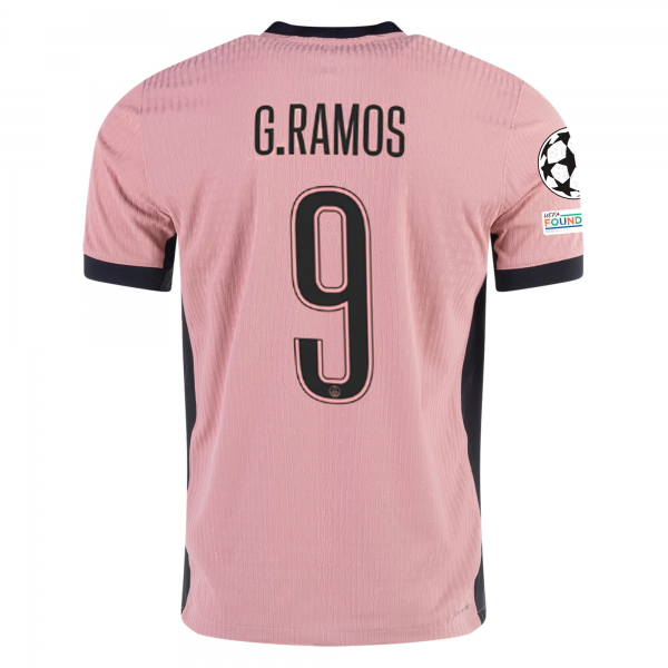 Nike Paris Saint-Germain Gonçalo Ramos Third Jersey w/ Champions League Patches 24/25 (Rust Pink/Black)