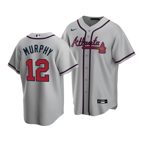 Men's Atlanta Braves #12 Sean Murphy Cool Base Nike Road Jersey Gray