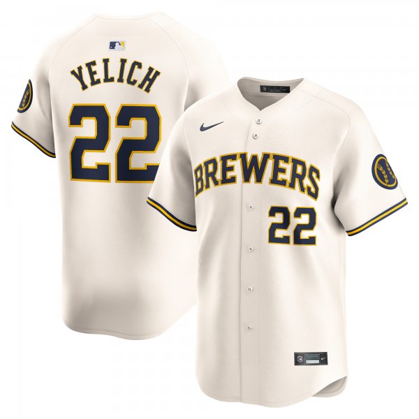 Men's Milwaukee Brewers Christian Yelich Nike Cream Home Limited Player Jersey