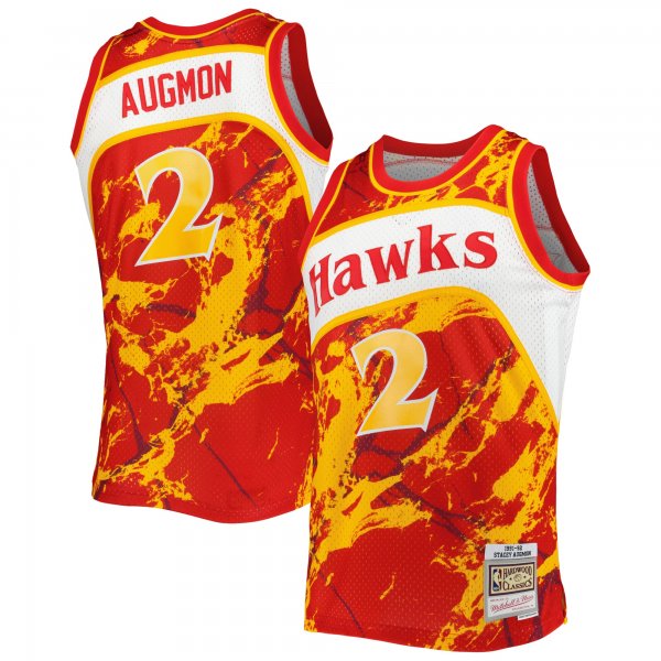 Men's Atlanta Hawks Stacey Augmon Mitchell & Ness Red 1991/92 Hardwood Classics Marble Swingman Jersey