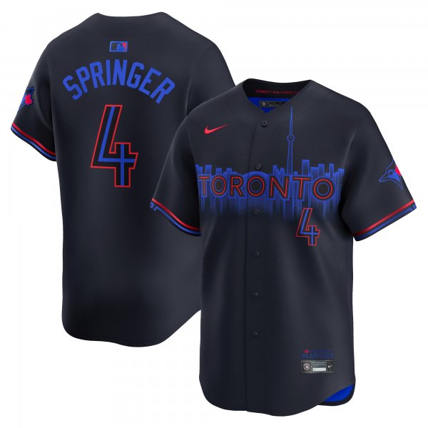 Men's Toronto Blue Jays #4 George Springer Nike Black 2024 City Connect Cool Base Jersey