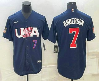 Men's USA Baseball #7 Tim Anderson 2023 Navy World Baseball Classic Stitched Jersey