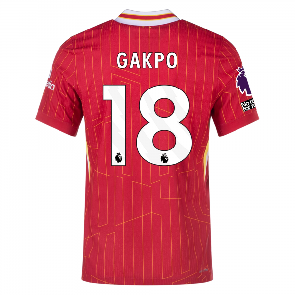 Nike Liverpool Match Cody Gakpo Home Jersey w/ EPL + No Room For Racism Patches 24/25 (Gym Red/Chrome Yellow)