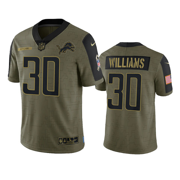 Detroit Lions Jamaal Williams Olive 2021 Salute To Service Men's Limited NFL Jersey