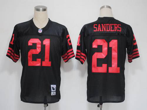 Men's Mitchell And Ness San Francisco 49ers #21 Deion Sanders Black Stitched NFL Jersey