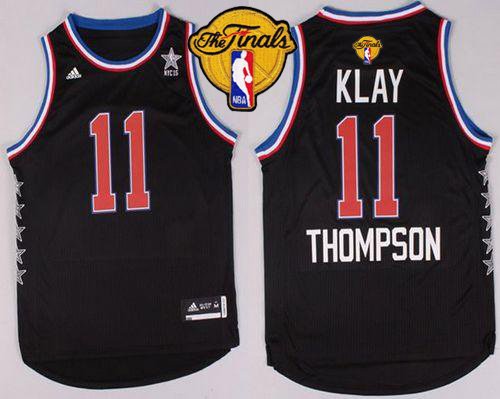 Men's Golden State Warriors #11 Klay Thompson Black 2015 All Star The Finals Patch Stitched NBA Jersey