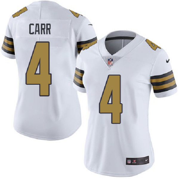 Women's Nike New Orleans Saints #4 Derek Carr White Vapor Limited NFL Jersey