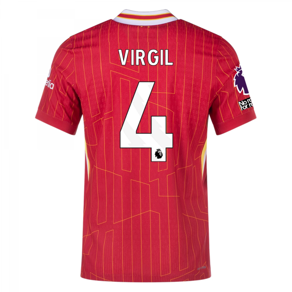 Nike Liverpool Match Virgil Van Dijk Home Jersey w/ EPL + No Room For Racism Patches 24/25 (Gym Red/Chrome Yellow)