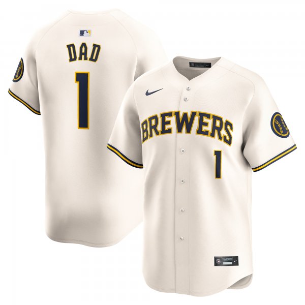 Men's Milwaukee Brewers Nike Cream #1 Dad Home Limited Jersey