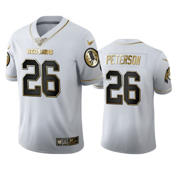 Washington Redskins #26 Adrian Peterson Men's Nike White Golden Edition Vapor Limited NFL 100 Jersey