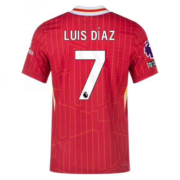 Nike Liverpool Match Luis Diaz Home Jersey w/ EPL + No Room For Racism Patches 24/25 (Gym Red/Chrome Yellow)