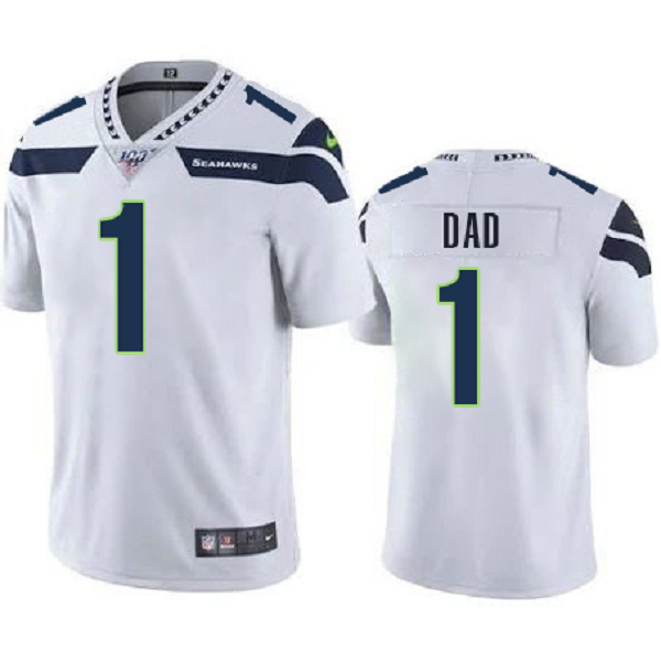 Men's Seahawks 100th Season #1 Dad White Vapor Untouchable Limited Stitched NFL Jersey