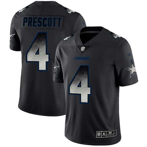 Dallas Cowboys #4 Dak Prescott Black Men's Stitched NFL Vapor Untouchable Limited Smoke Fashion Jersey