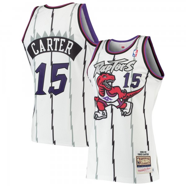 Men's Toronto Raptors Vince Carter Mitchell & Ness White 1998/99 Hardwood Classics Jersey