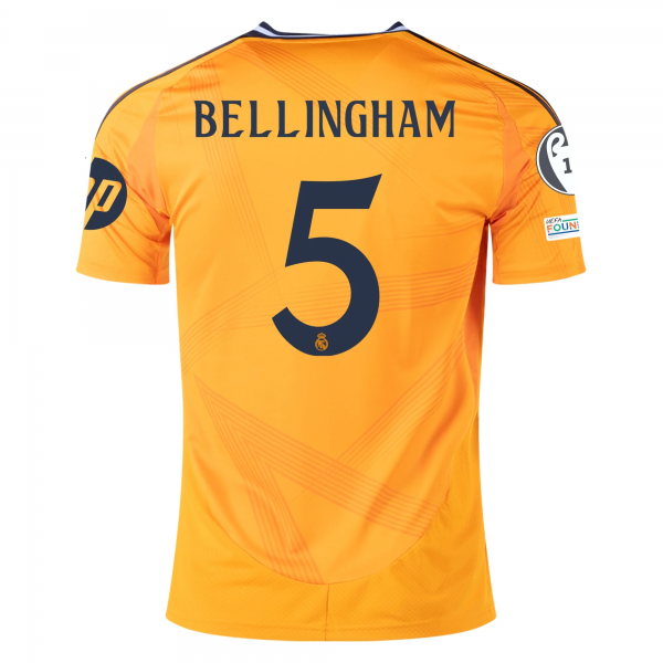 adidas Real Madrid Jude Bellingham Away Jersey w/ Champions League Patches 24/25 (Crew Orange)