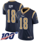 Los Angeles Rams #18 Cooper Kupp Navy Blue Team Color Men's Stitched NFL 100th Season Vapor Limited Jersey