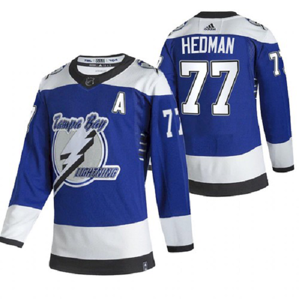 Men's Tampa Bay Lightning Victor Hedman 2021 Reverse Retro Blue Jersey