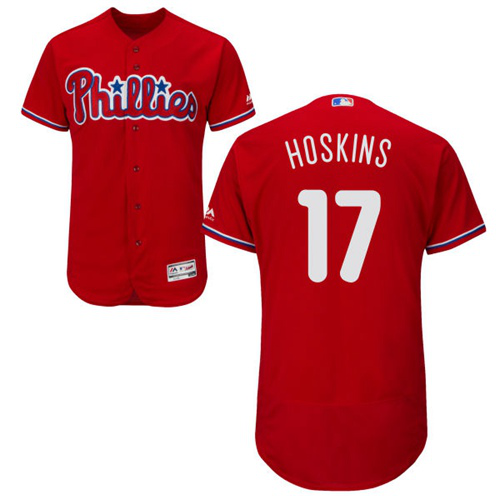 Phillies #17 Rhys Hoskins Red Flexbase Collection Stitched MLB Jersey