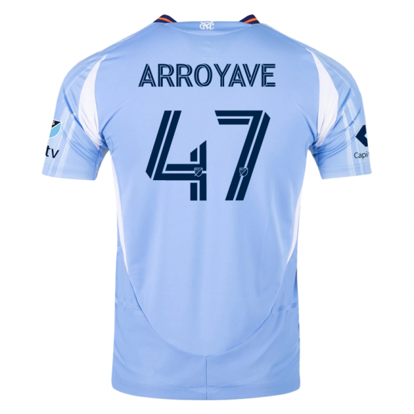 adidas Jacob Arroyave New York City FC Home Jersey 25/26 w/ MLS Patches (Bahia Light Blue)