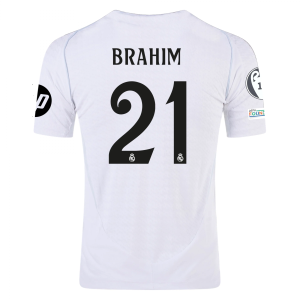 adidas Real Madrid Brahim Diaz Home Jersey w/ Champions League Patches 24/25 (White/Black)