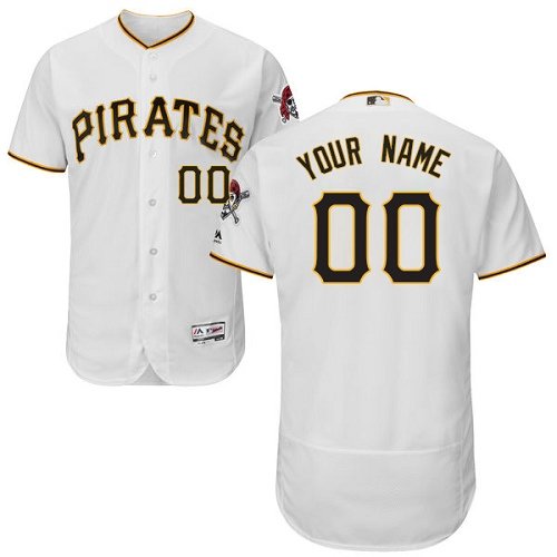 Pittsburgh Pirates White Men's Customized Flex Base MLB Jersey