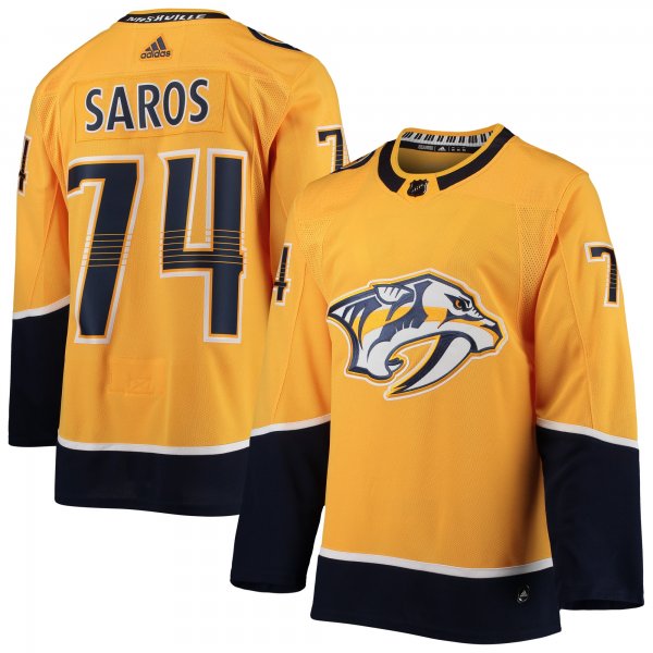 Men's Nashville Predators Juuse Saros adidas Gold Home Player Jersey