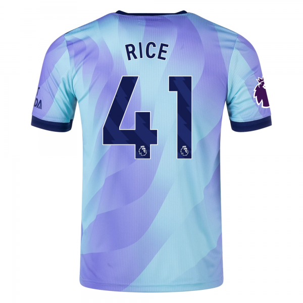 adidas Arsenal Declan Rice Third Jersey w/ EPL Patch 24/25 (Clear Aqua/Light Flash Purple)
