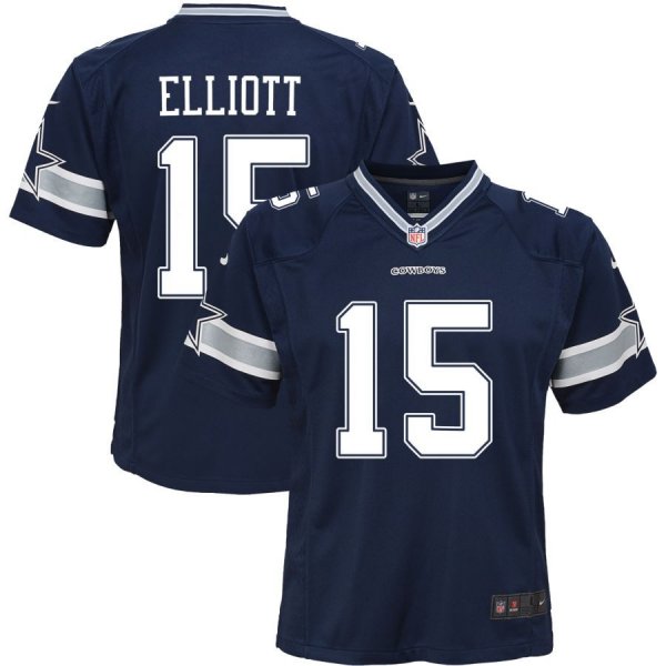 Youth Dallas Cowboys #15 Ezekiel Elliott Nike Navy Game Jersey