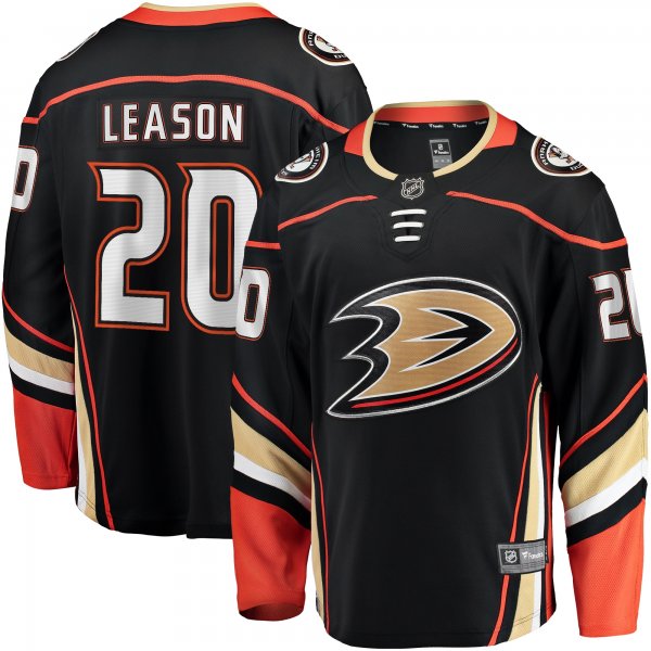 Men's Anaheim Ducks Brett Leason Fanatics Black Home Premier Breakaway Player Jersey