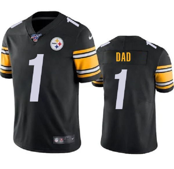 Men's Steelers 100th Season #1 Dad Black Vapor Untouchable Limited Stitched NFL Jersey