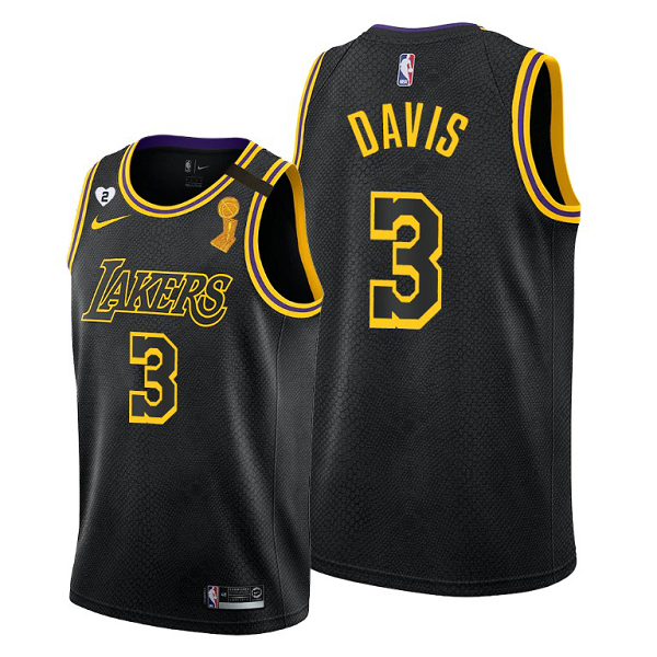 Los Angeles Lakers 2020 NBA Finals Champions Anthony Davis Black Jersey Mamba Inspired