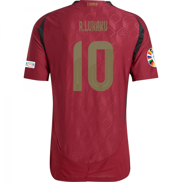 adidas Belgium Romelu Lukaku Home Jersey w/ Euro 2024 Patches 24/25 (Burgundy)