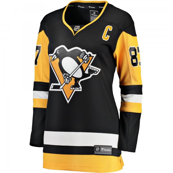 Women's Pittsburgh Penguins Sidney Crosby Fanatics Black Captain Patch Home Breakaway Jersey