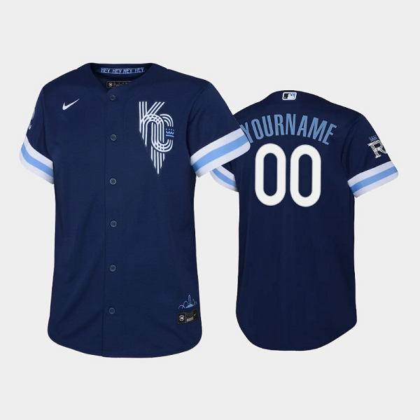 Youth Kansas City Royals Custom 2022 City Connect Navy MLB Jersey