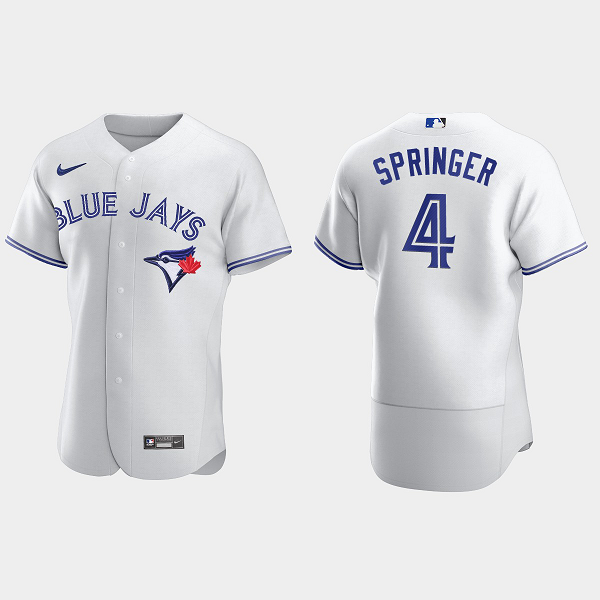 Men's George Springer #4 Toronto Blue Jays White Home Flex Base MLB Jersey