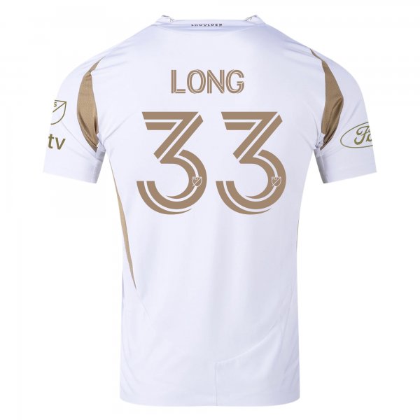 adidas Aaron Long LAFC Away Jersey w/ MLS + Apple + Ford Logo 25/26 (White/Gold)