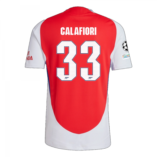 adidas Arsenal Riccardo Calafiori Home Jersey w/ Champions League Patches 24/25 (Better Scarlet/White)