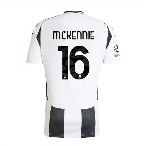 adidas Juventus Weston McKennie Home Jersey w/ Champions League + Copa Italia Patches 24/25 (White/Black)
