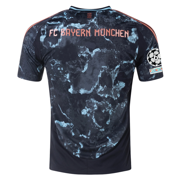 adidas Bayern Munich Away Jersey w/ Champions League Patches 24/25 (Black/Copper/Blue)
