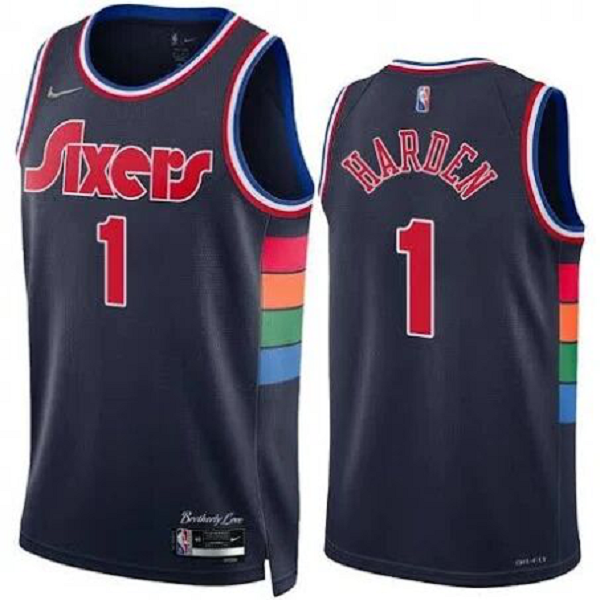 Youth Philadelphia 76ers #1 James Harden 75th Season Anniversary City Edition Navy Jersey