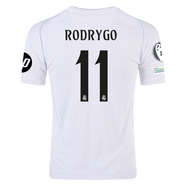 adidas Real Madrid Rodrygo Home Jersey w/ Champions League Patches 24/25 (White/Black)